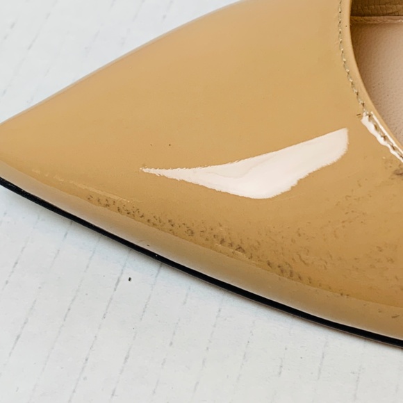 Stuart Weitzman Kitten Pump Size 5M Nude/Tan Patent Leather Made In Spain Classy - Picture 6 of 11